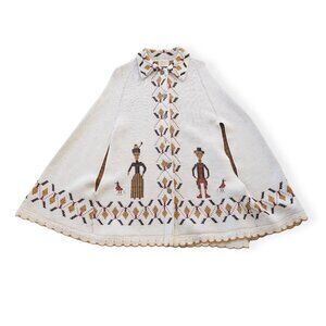 Sturbridge Vintage 70s Folk Art‎ Knitted Poncho Sweater One Size Fits Most